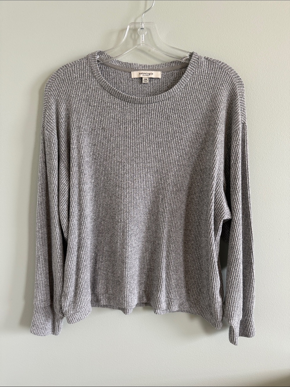 Lightweight Ribbed Crewneck Sweater - Gray - Picture 1 of 7